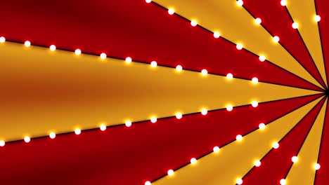 circus animated rotation looped background of red and gold lines stripe with star constellations light bulbs tinsel. retro motion graphic carnival sun beam ray