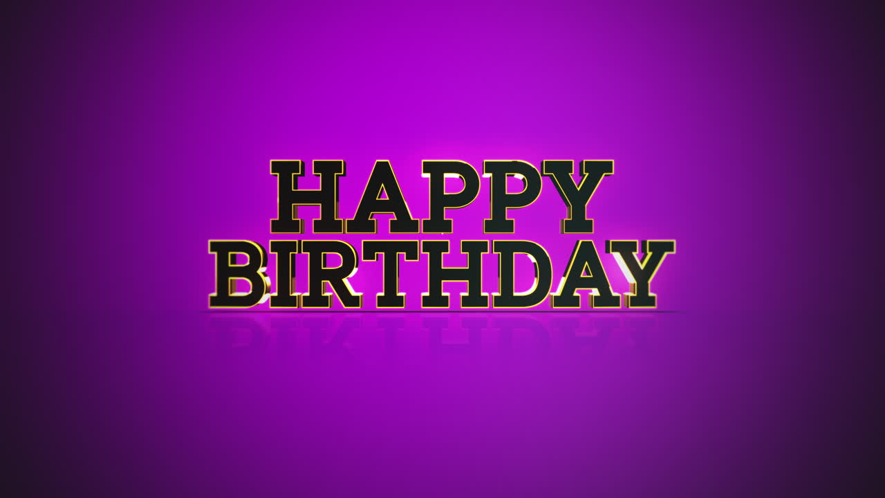 dibujo animado negro de feliz cumpleaños texto en púrpura gradiente de moda