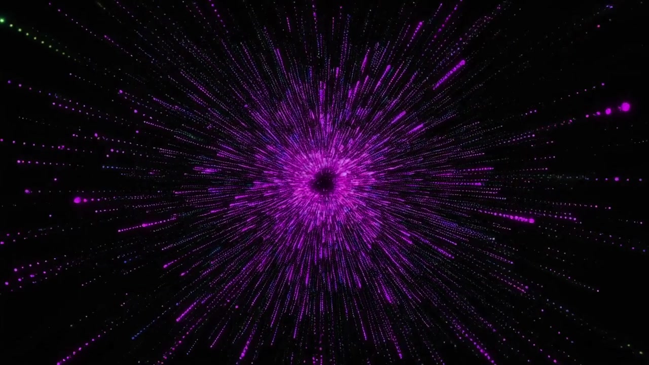 Abstract Purple Particle Explosion on Black Background