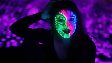 woman with neon face mask