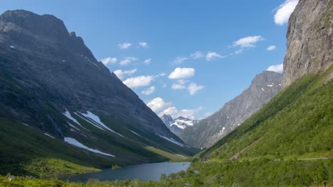 timelapse of a norwegian valley, sky's passing by