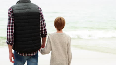 father and son holding hands