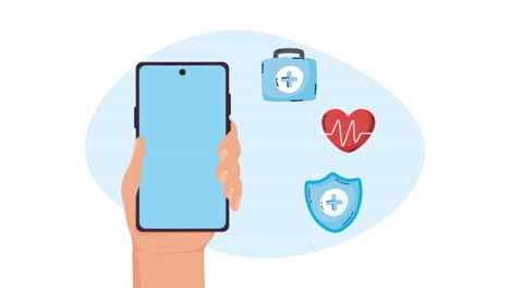 medicine online in smartphone animation