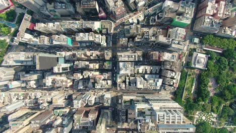 central hong kong, aerial view of traffic and city skyscrapers