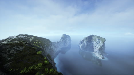 misty islands and coastal cliffs