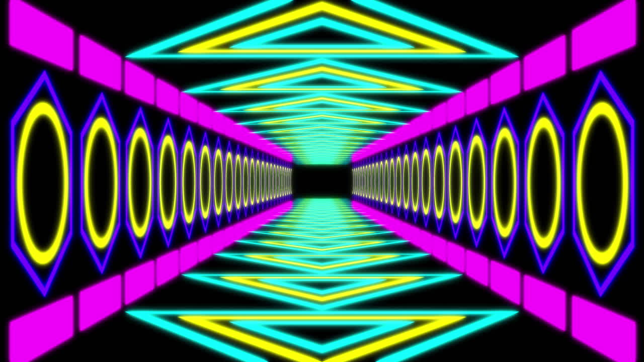 animación de un patrón de neón multicolor que se mueve en movimiento hipnótico en un bucle sin costuras