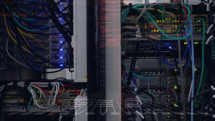 Animation of data processing over server room