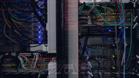 animation of data processing over server room