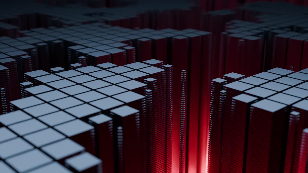 Dynamic Abstract Cubes with Red Light Pulsating