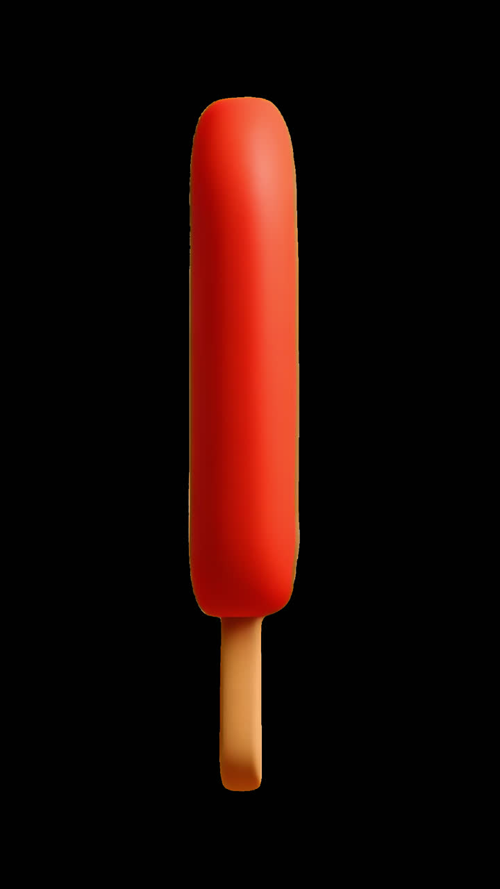 Vibrant popsicle animation isolated asset, transparent 4K video, alpha channel, ProRes 4444