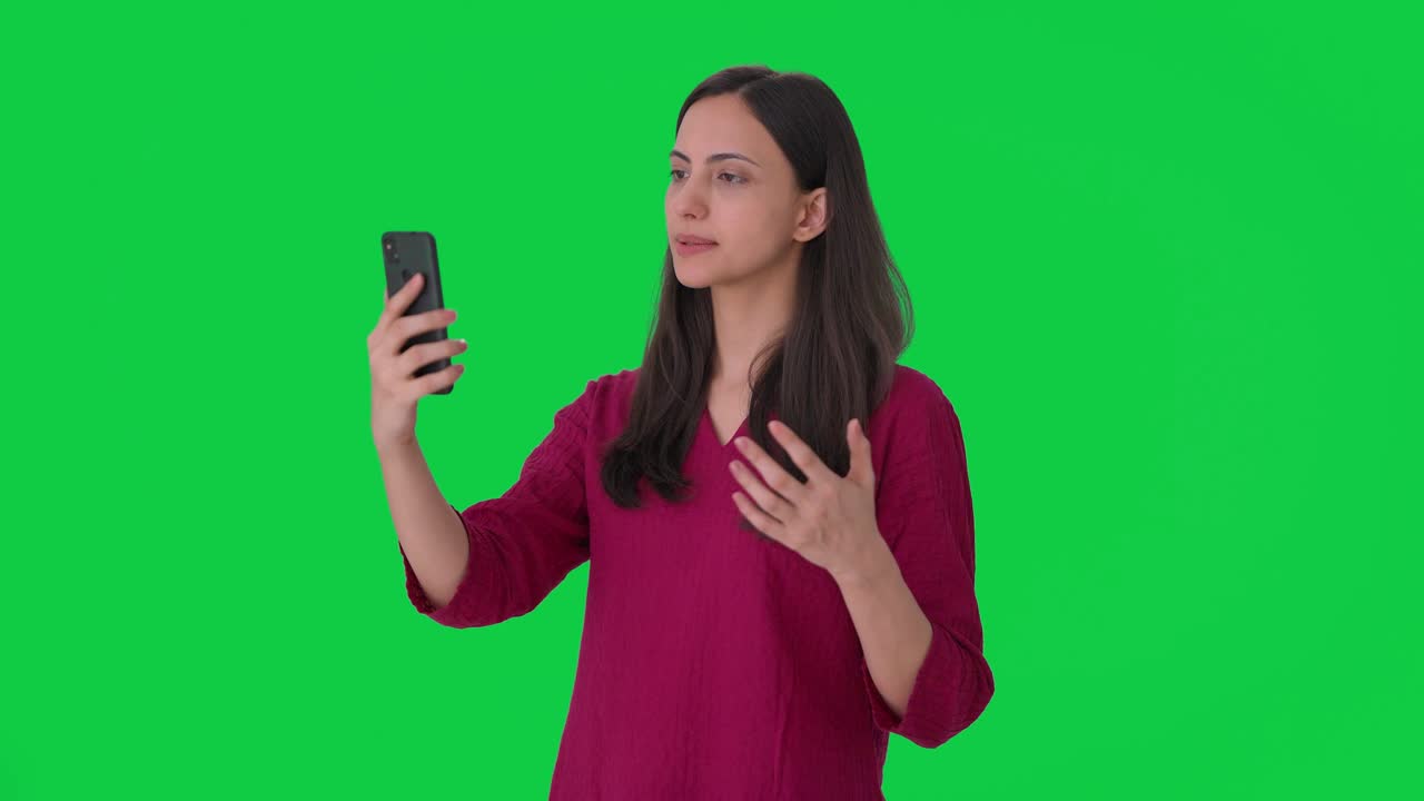 Indian woman talking on video call Green screen | Premium Stock Video ...
