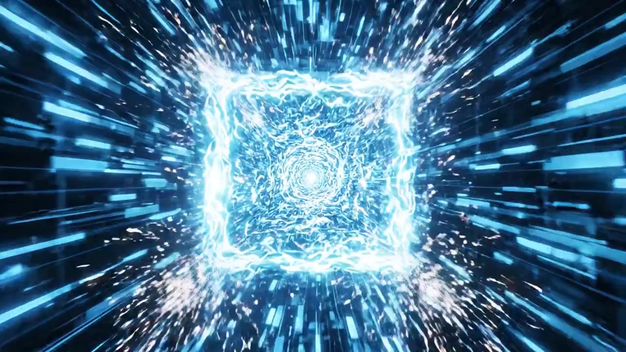A mesmerizing journey through a vibrant and dynamic digital tunnel, showcasing an extraordinary visual experience filled with sparkling lights and energetic motion.