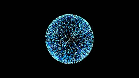 Abstract technology blue sphere background made of animated lines and dots, particles. blend mode