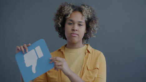 woman showing positive and negative reactions