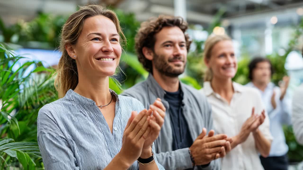 Engaged Audience Applauding: A Captivating Moment of Celebration in a Lush Green Environment, Showcasing Joyful Expressions, Clapping Hands, and Enthusiastic Interaction Among Individuals in Attendance