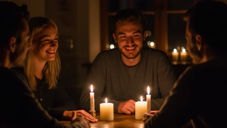 friends enjoying a cozy candlelight gathering