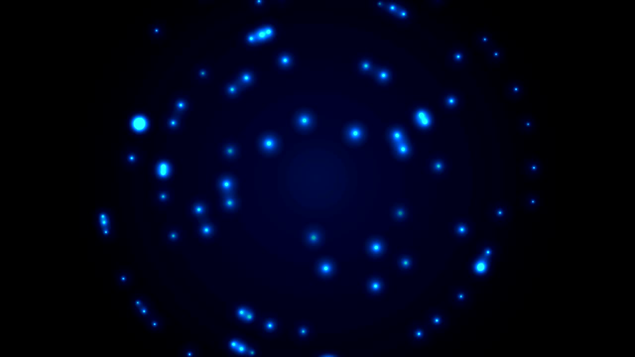 어두운 파란색 추상적인 반이는 둥근 불빛 비디오 애니메이션