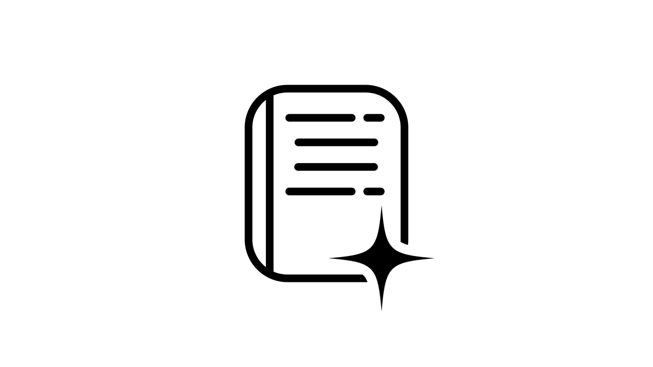 Notebook or clipboard icon with star symbol animation isolated on white background