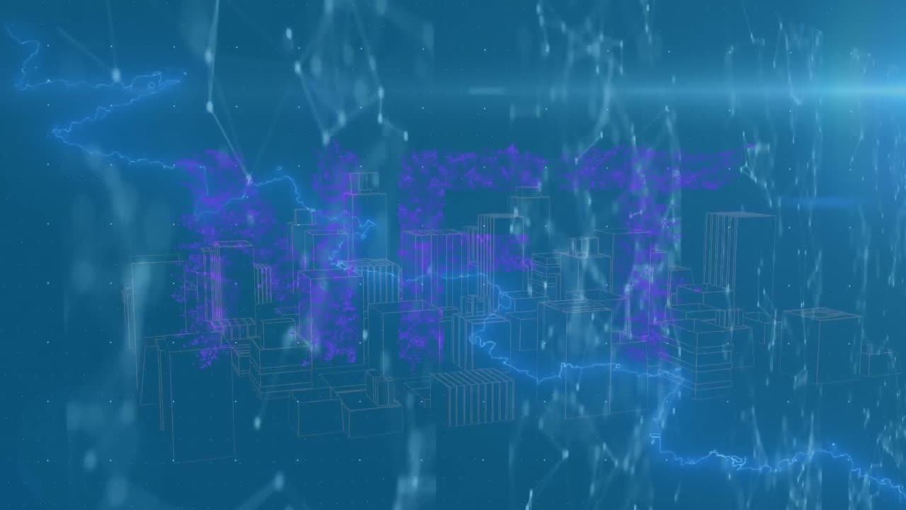 Animation of lightning with icons and network of connections