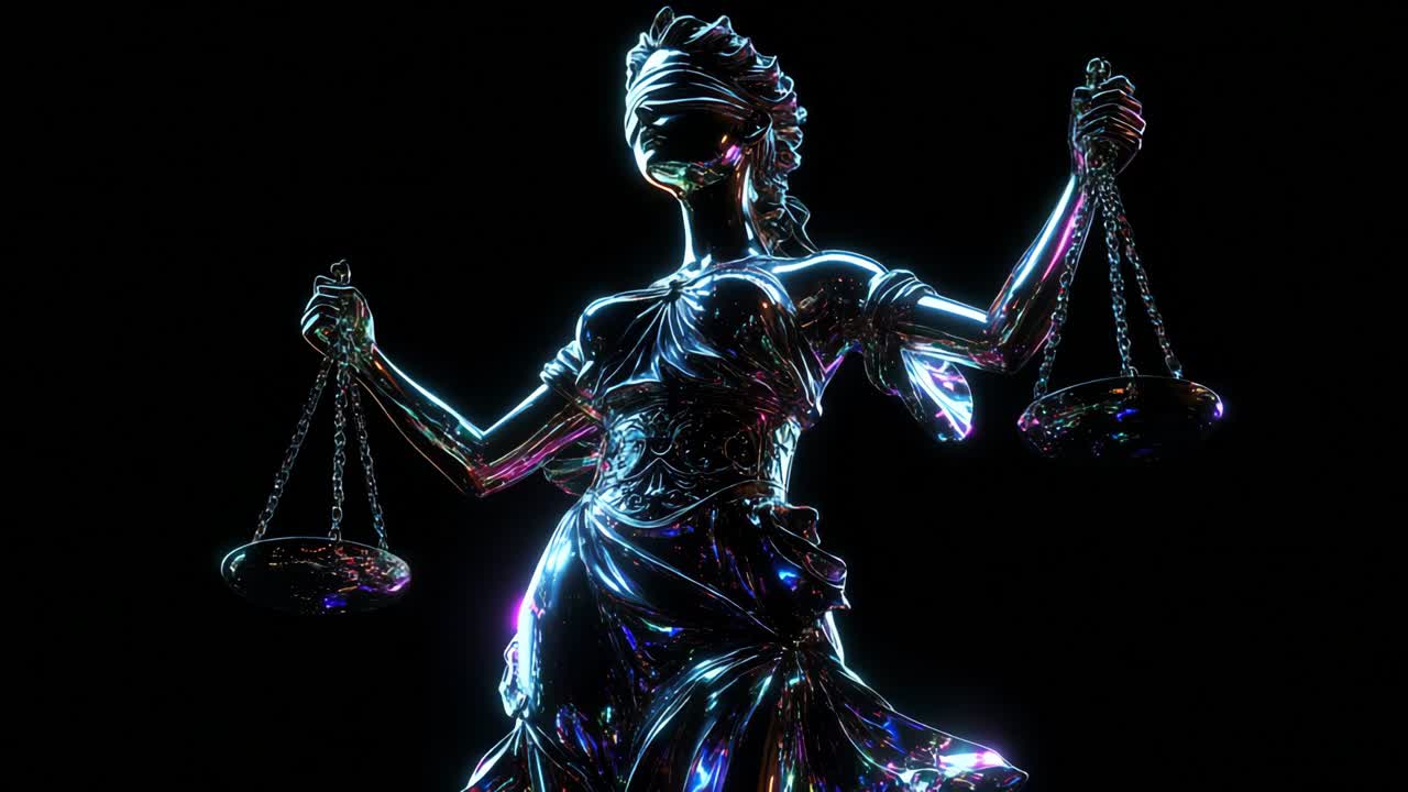 Glowing Lady Justice Statue