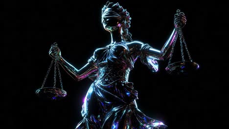 glowing lady justice statue