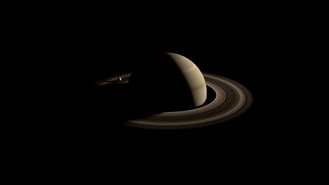 satellite or moon orbitin over rings of planet saturn