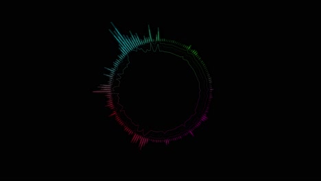 abstract music sound wave equalizer or audio voice and soundtrack waveform isolated on black