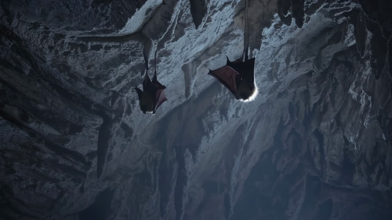 Bats Hanging in a Cave