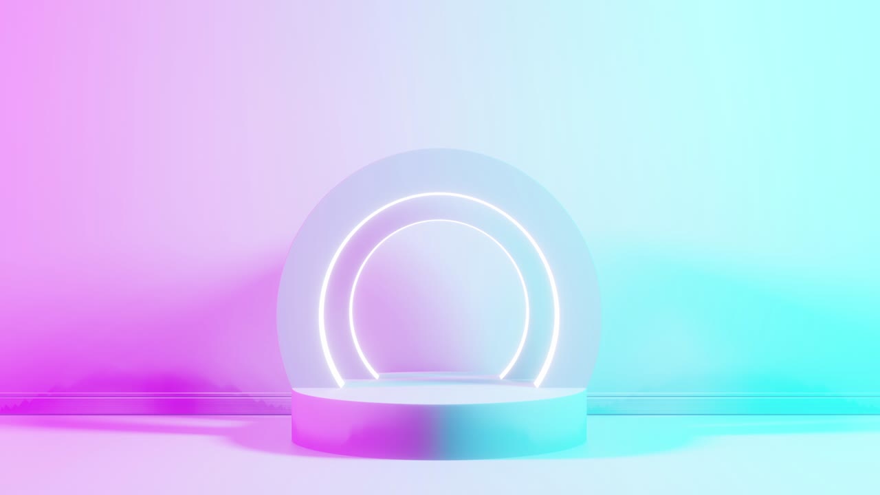 fondo abstracto de neón rosa violeta azul, estudio de luz ultravioleta moderna, interior de la habitación en color pastel, podio de moda brillante, decoraciones para el escenario de actuación, escenario para el círculo de luz.