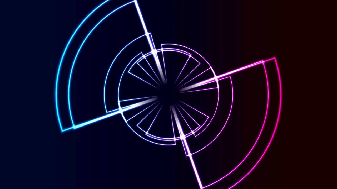 빛나는 네온 기어 추상 기술 비디오 애니메이션