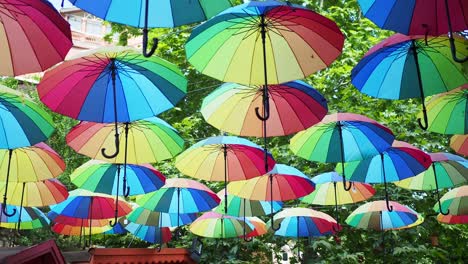 colorful hanging umbrellas