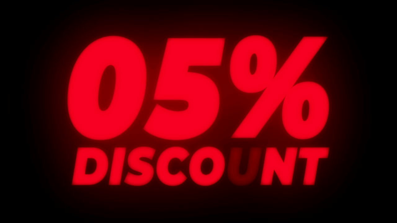 el 0% de descuento en el texto parpadeante muestra el bucle promocional.