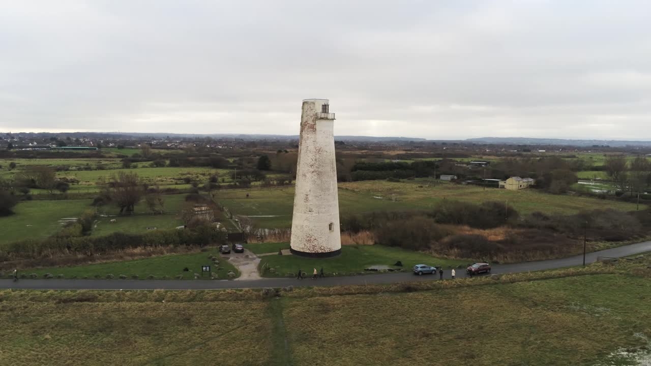 histórico faro de leasowe baliza marítima hito aéreo paisaje costero wirral ver de abajo a arriba a la izquierda
