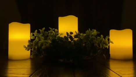 flickering candles on a dark background