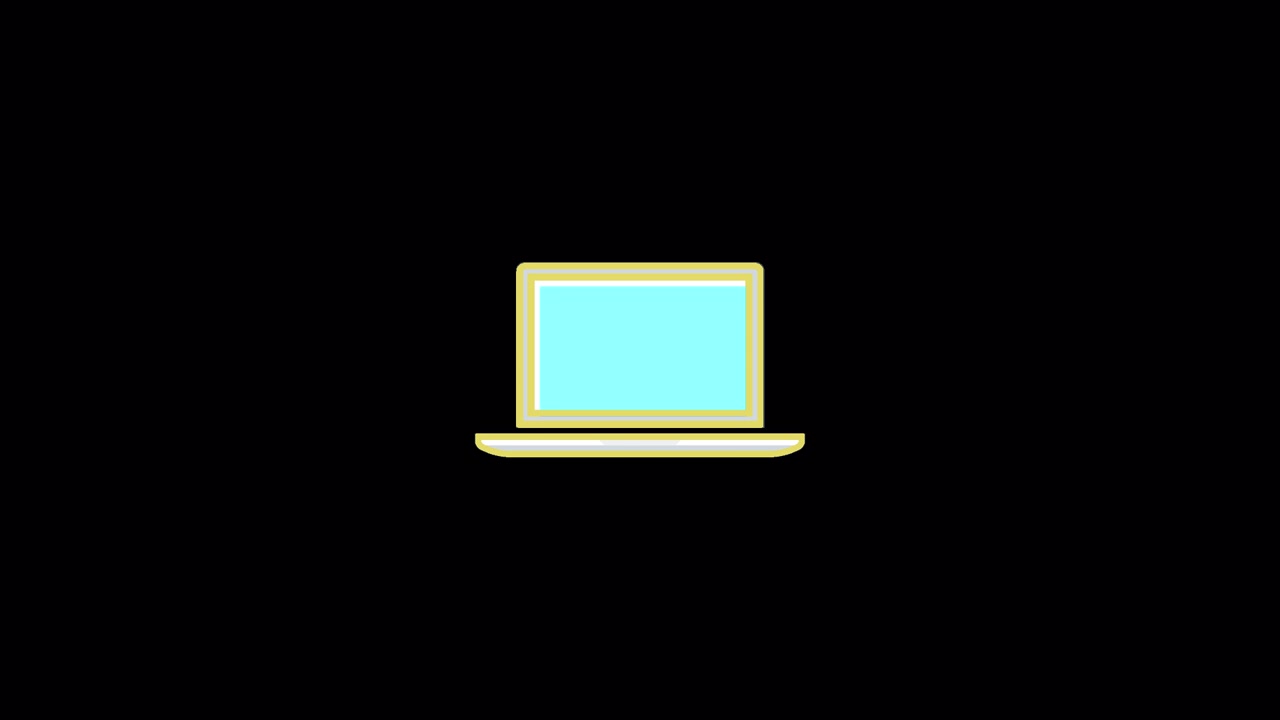 Icona animata di un laptop che ruota su sfondo nero