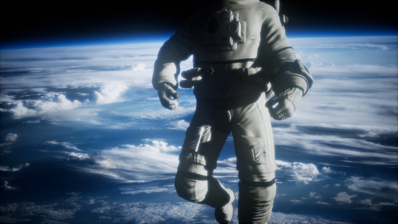 Astronaut in outer space against the backdrop of the planet earth. image of the Earth furnished by NASA