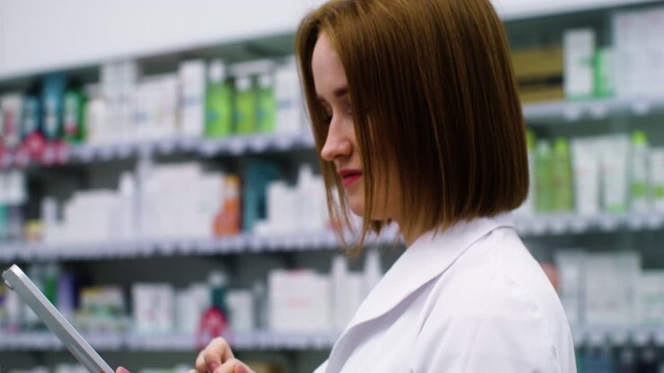 Giovane donna che usa il tablet all'interno