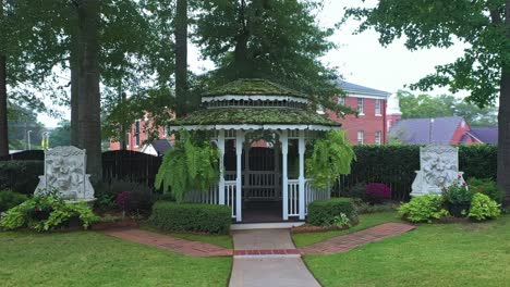 gazebo inside the glover park in park square, marietta, georgia, united states. sideways shot