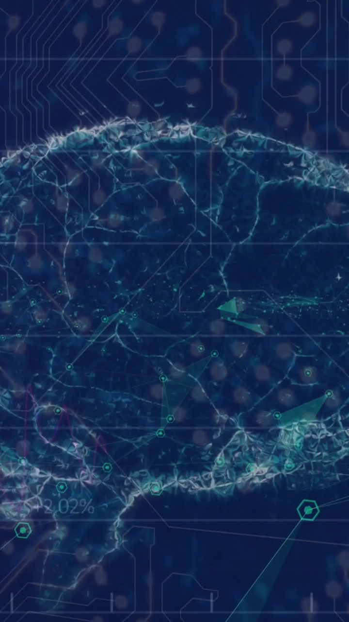 Animation of human brain and data processing over network of connections