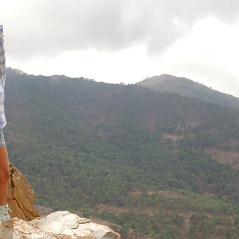 girl enjoys spanish mountains