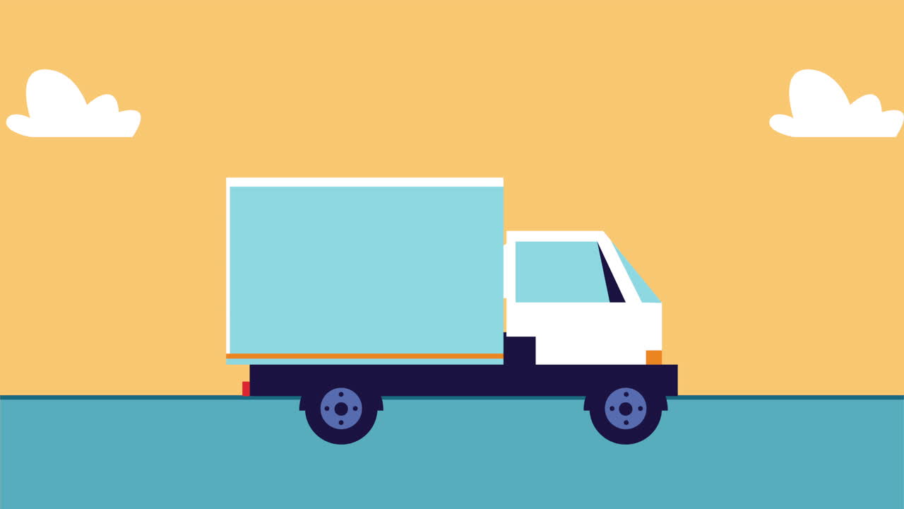 배달 서비스 트럭 차량 애니메이션