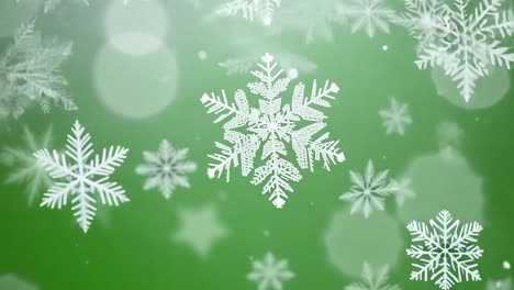 snowflakes on green background