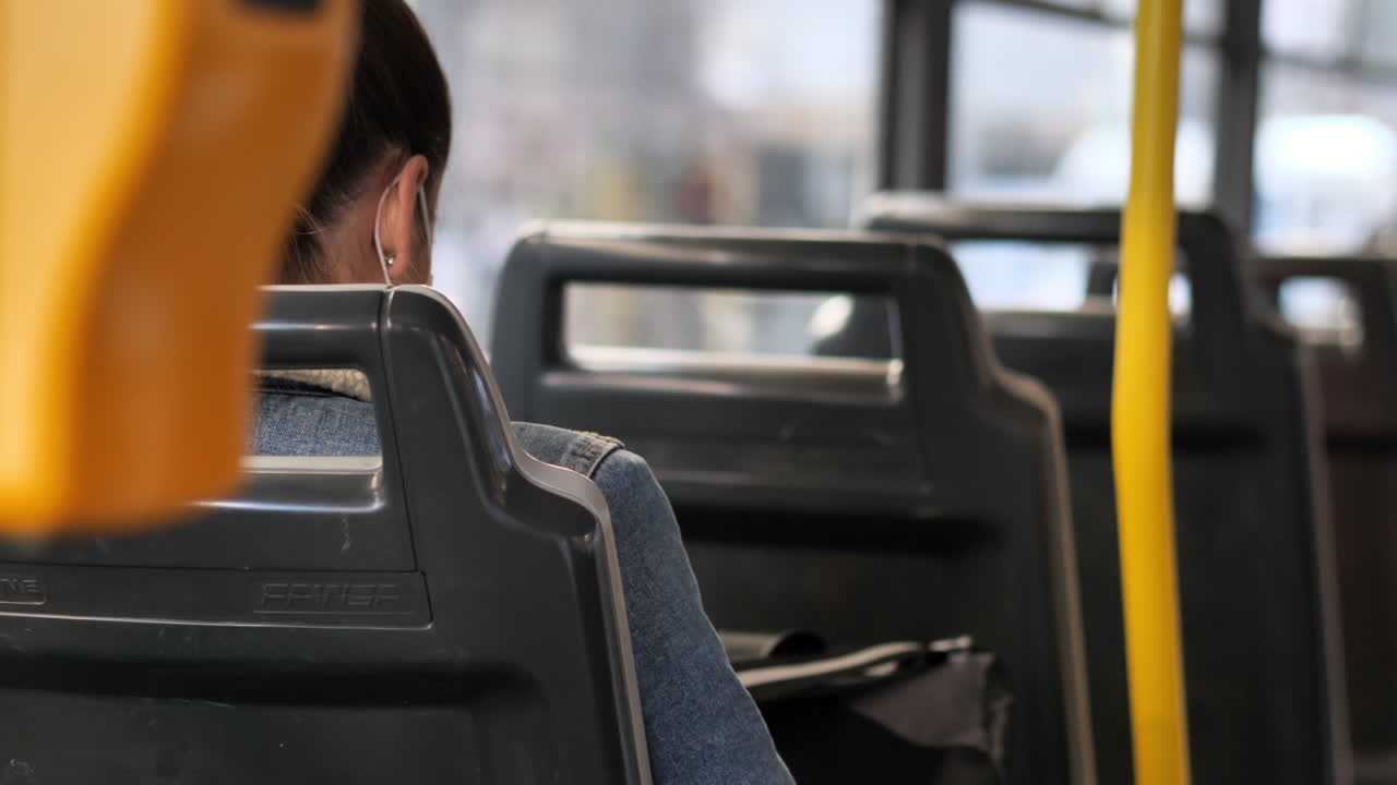 Public Transportation During Covid-19 Virus Outbreak, Social Distancing and Face Masks in Tram