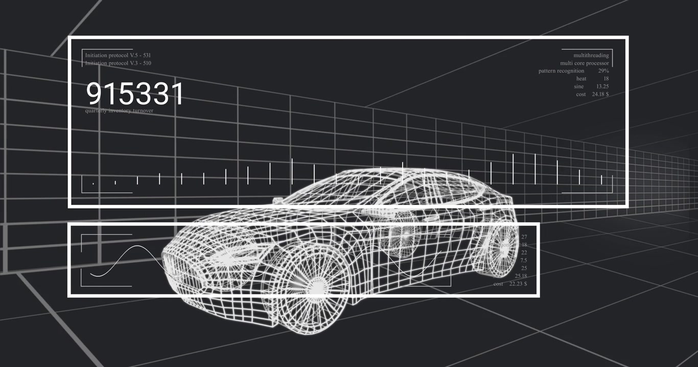 Usuário mascarando carro em wireframe sobre grade, removendo objeto e exportando para edição com canal alfa.