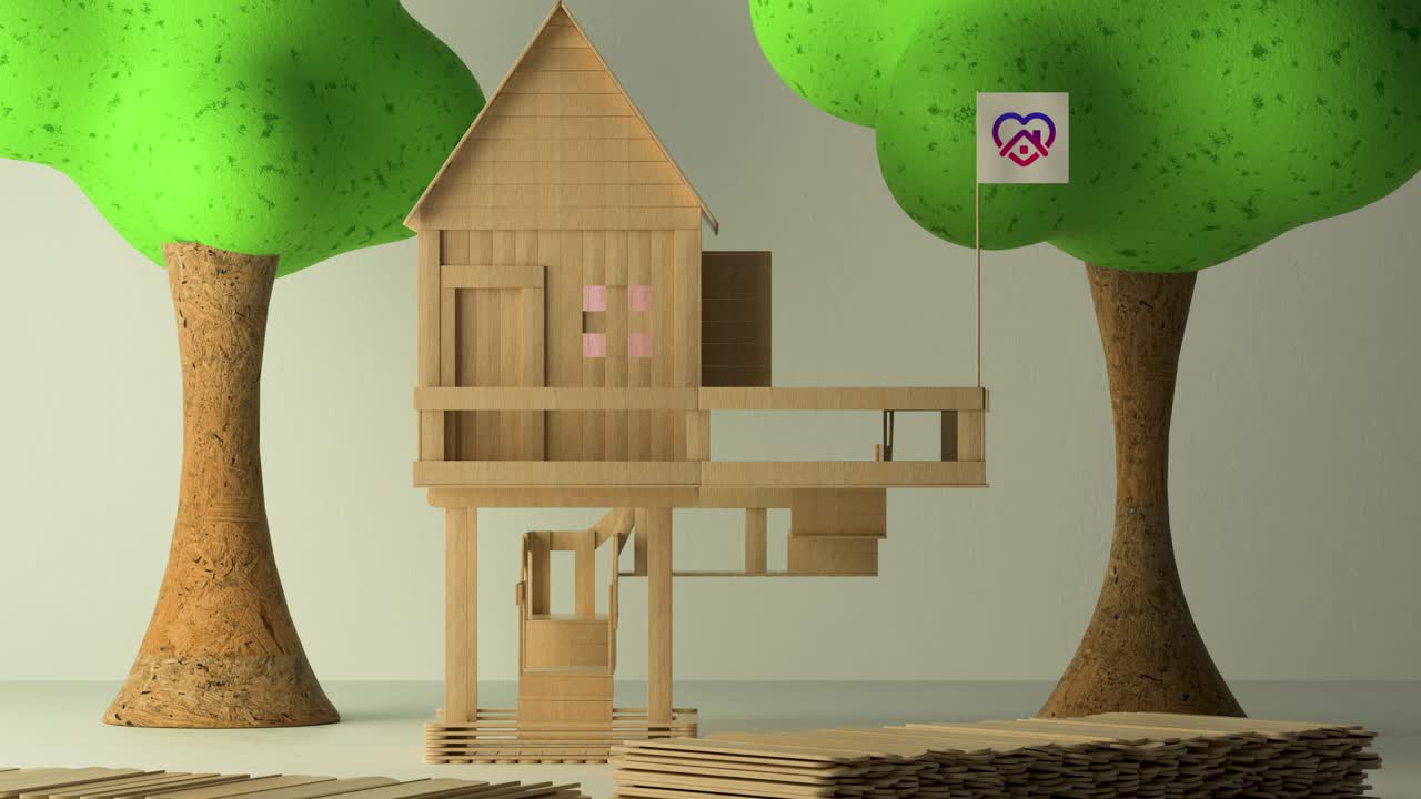 창의적인 아이스바 집 건물 시간 경과