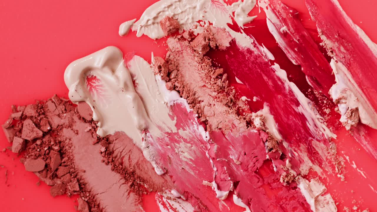 Makeup Swatches on a Red Background