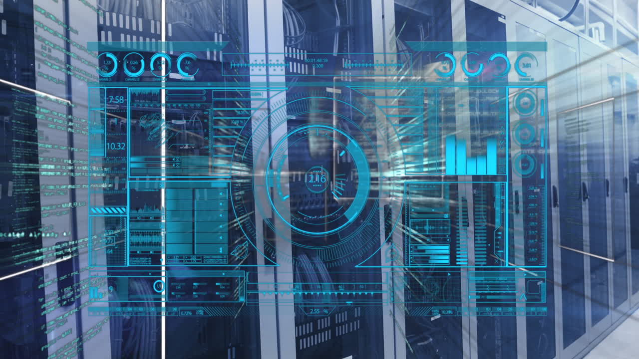 Animation of data processing over server room