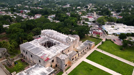 aerial shot of san bernardino de siena in valladolid mexico