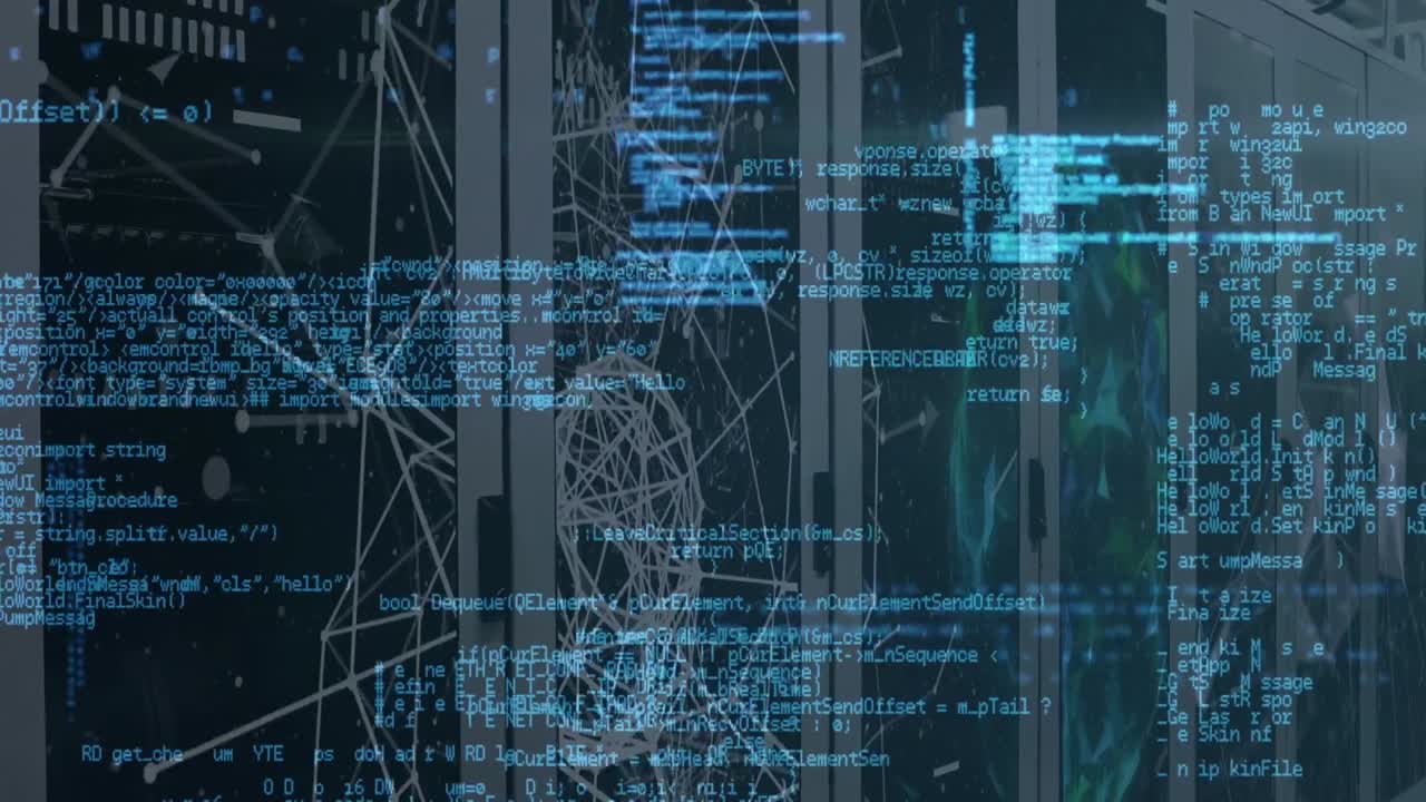 Animation of data processing and connections over servers
