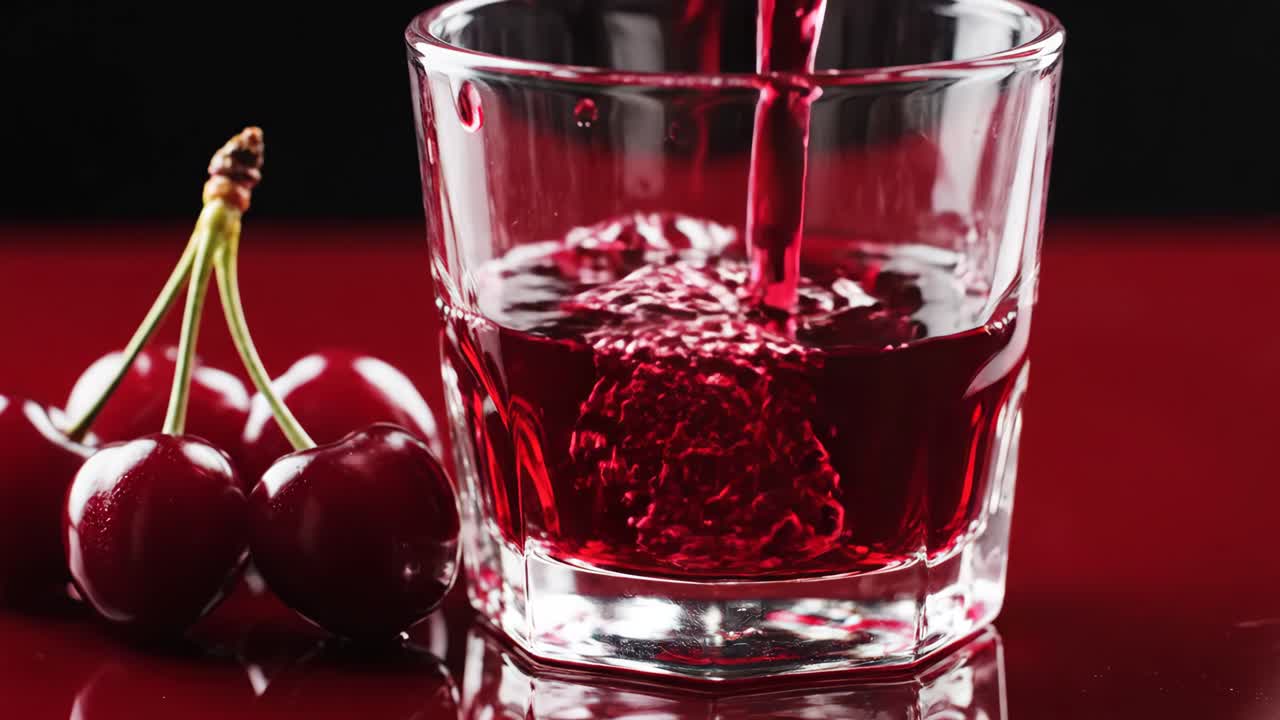 Cherry juice being poured into a glass